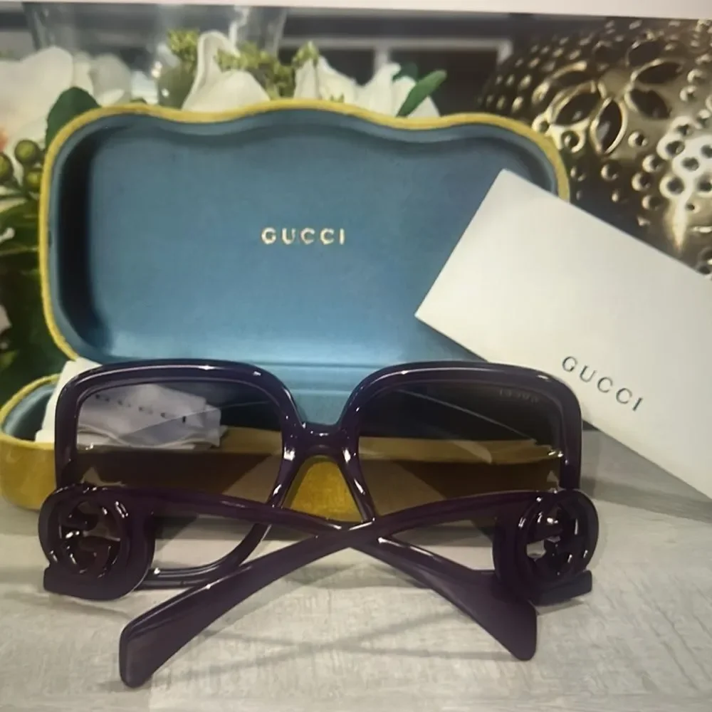 New Gucci Dark Purple Square Glasses